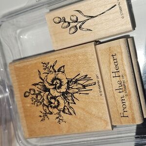 Petite Pansies Stampin Up Rubber Stamp Set of 3
